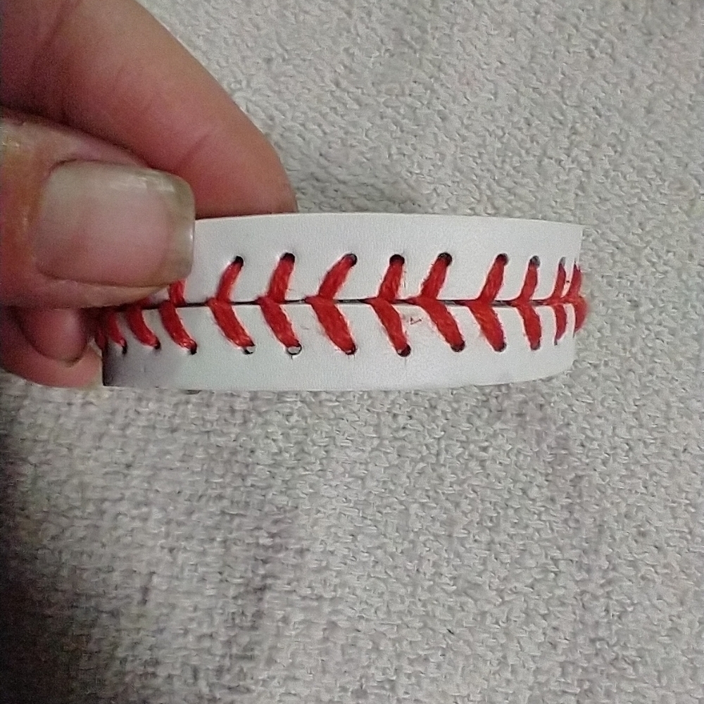 White red baseball softball sports bracelet